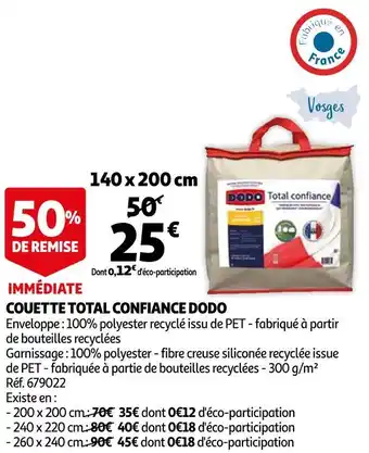 Auchan Dodo couette total confiance offre
