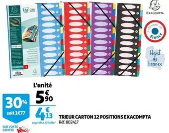 Auchan Exacompta trieur carton 12 positions offre