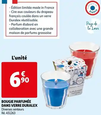 Auchan Duralex bougie parfumée dans verre offre