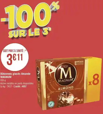 Géant Casino Magnum bâtonnets glacés amande offre