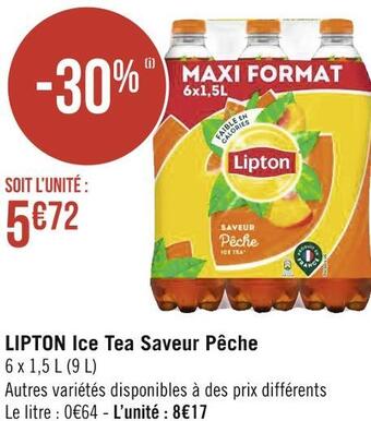 Géant Casino Lipton ice tea lipton ice tea saveur pêche offre