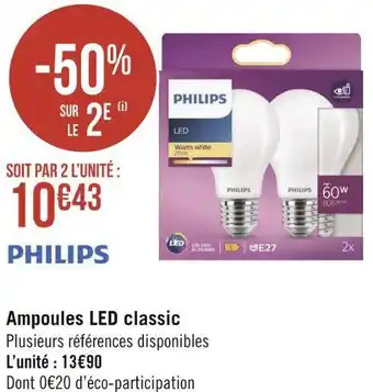 Géant Casino Philips ampoules led classic offre