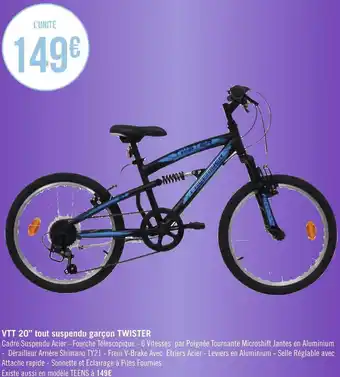 Géant Casino Vtt 20’’ tout suspendu garçon twister offre