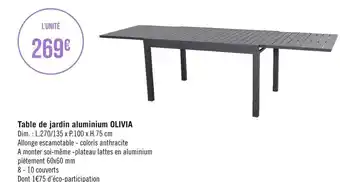 Géant Casino Table de jardin aluminium olivia offre