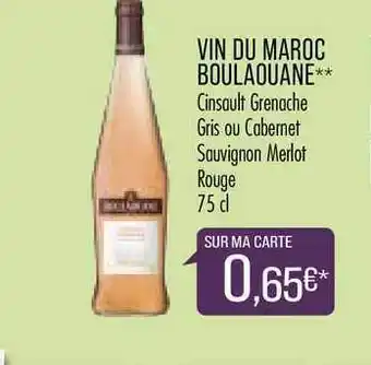 Match Vin Du Maroc Boulaouane offre