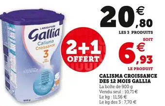 Super U Gallia calisma croissance des 12 mois offre