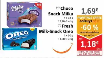 Colruyt Choco snack milka fresh milk snack oreo offre