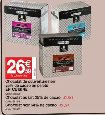 Promocash Chocolat de Couverture Noir offre