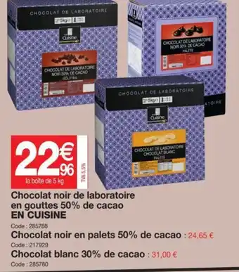 Promocash Chocolat Noir de Laboratoire offre