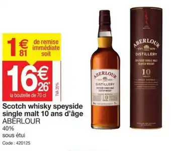 Promocash Scotch whisky speyside single malt 10 ans d'âge offre
