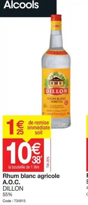Promocash Rhum blanc agricole A.O.C offre