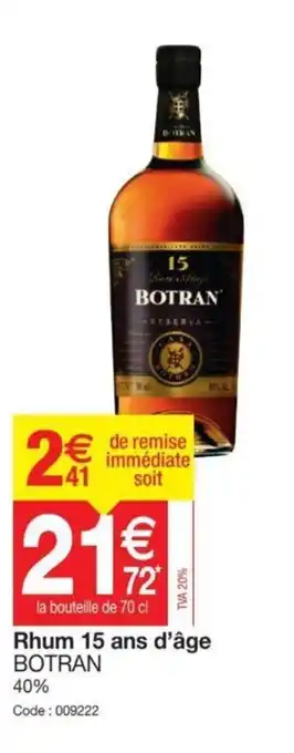 Promocash Rhum 15 ans d'âge offre