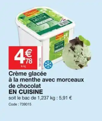 Promocash Créme Glacée A La Menthe Avec Morceaux De Chocolat En Cuisine offre