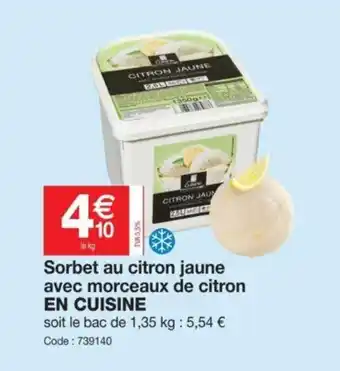 Promocash Sorbet Au Citron Jaune Avec Morceaux De Citron offre