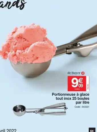 Promocash Portionneuse A Glace Tout Inox 25 Boules Par Litre offre