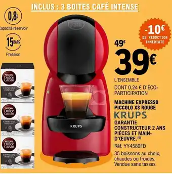 E.Leclerc Machine expresso piccolo xs rouge offre