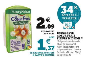 Super U Fleury michon batonnets coeur frais offre