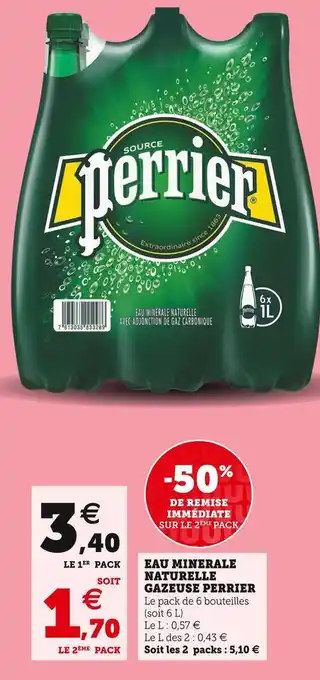 Super U Perrier eau minerale naturelle gazeuse offre