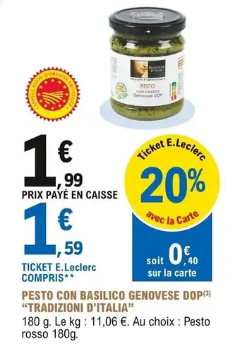 E.Leclerc Pesto con basilico genovese dop offre