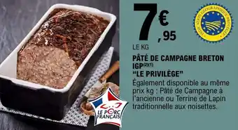 E.Leclerc Pâté de campagne breton IGP offre