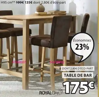 JYSK Table de Bar Fauske offre