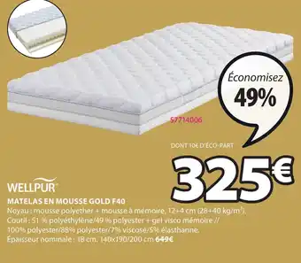JYSK Matelas En Mousse Gold F40 offre