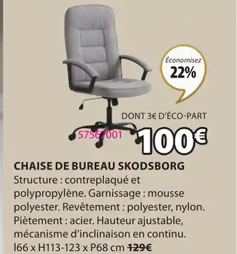 JYSK Chaise de Bureau Skodsborg offre