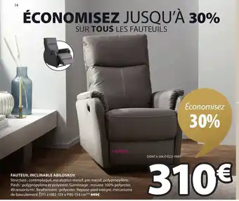 JYSK Fauteuil Inclinable Abildskov offre