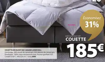 JYSK Couette En Duvet de Canard Lendfjell offre