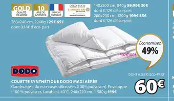 JYSK Couette Synthétique Dodo Maxi Aérée offre