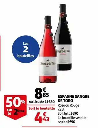Auchan Espagne sangre de toro offre