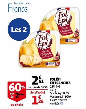 Auchan Fol épi en tranches offre