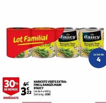 Auchan Haricots verts extra- fins & rangés main d'aucy offre