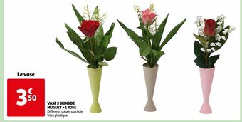 Auchan Vase 3 brins de muguet + 1 rose offre