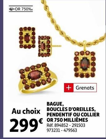 Bague, boucles d'oreilles, pendentif ou collier or 750 millièmes