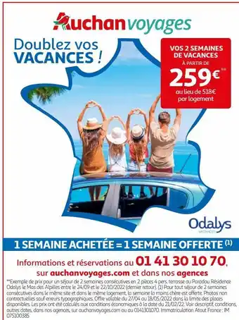Auchan Auchan voyages doublez vos vacances ! offre