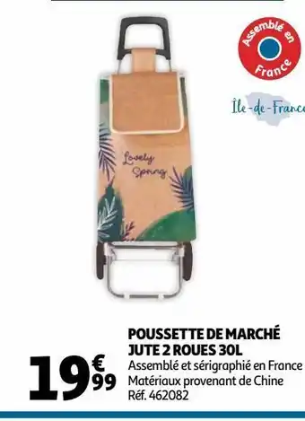 Auchan Poussette de marché jute 2 roues 30l offre