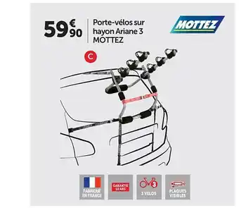 Roady Porte-vélos Sur Hayon Ariane 3 Mottez offre