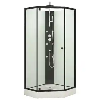Brico Dépôt Cabine de douche hydromassante "pentagonale" 85 x 85 cm noire et blanche offre