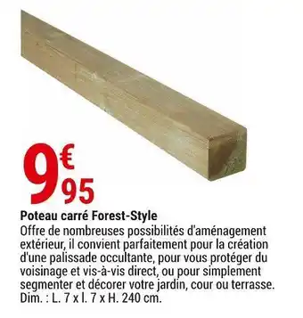 Poteau carré forest-style