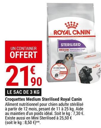 Gamm vert Royal canin croquettes medium sterilised offre