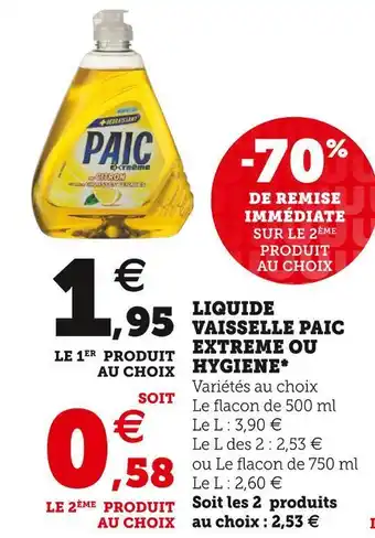 U Express Paic liquide vaisselle extreme ou hygiene* offre