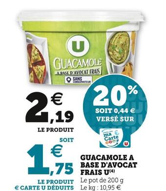 Guacamole a base d'avocat frais u
