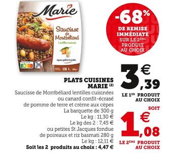 Super U Marie plats cuisines offre