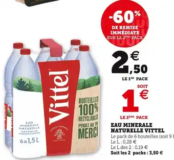 Super U Vittel eau mineral naturelle offre