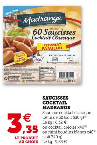 Super U Madrange saucisses cocktail offre