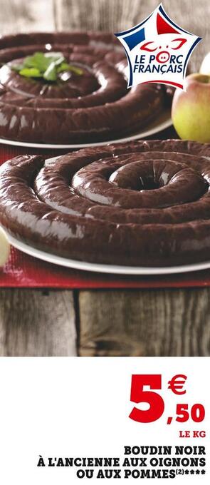 Super U Boudin noir à l'ancienne aux oignons ou aux pommes offre