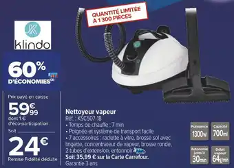 Carrefour Kindo nettoyeur vapeur offre