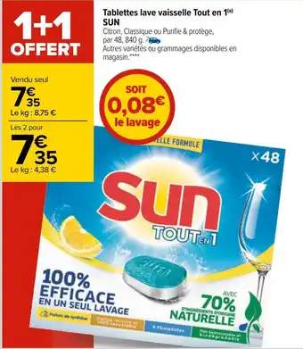 Carrefour Sun tablettes lave vaisselle tout en 1 offre