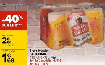 Carrefour Saer-brau bière blonde offre